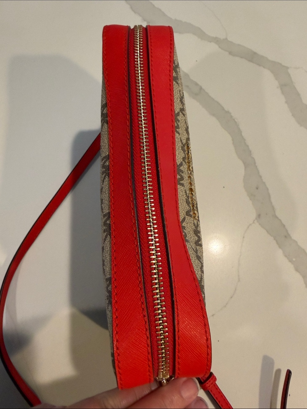 Michael Kors Jet Set Signature Crossbody in Beige and Red - Picture 6 of 10